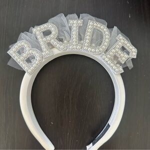 White Bride Headband with Pearls